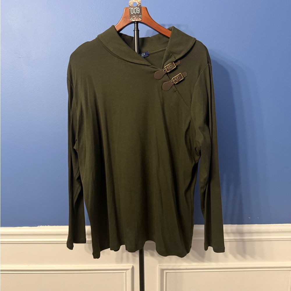 Chaps Olive Buckle Detail Top